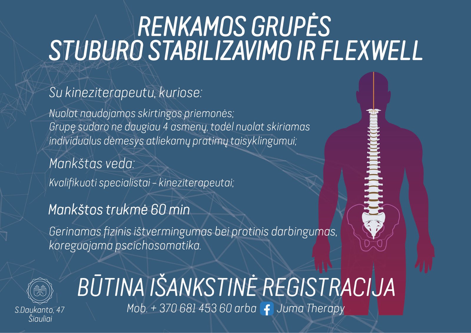 Stuburo stabilizavimas ir flexwell